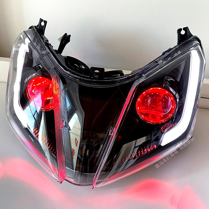 适用铃木UY125 led大灯总成改装摩托车双光透镜升级天使眼恶魔眼