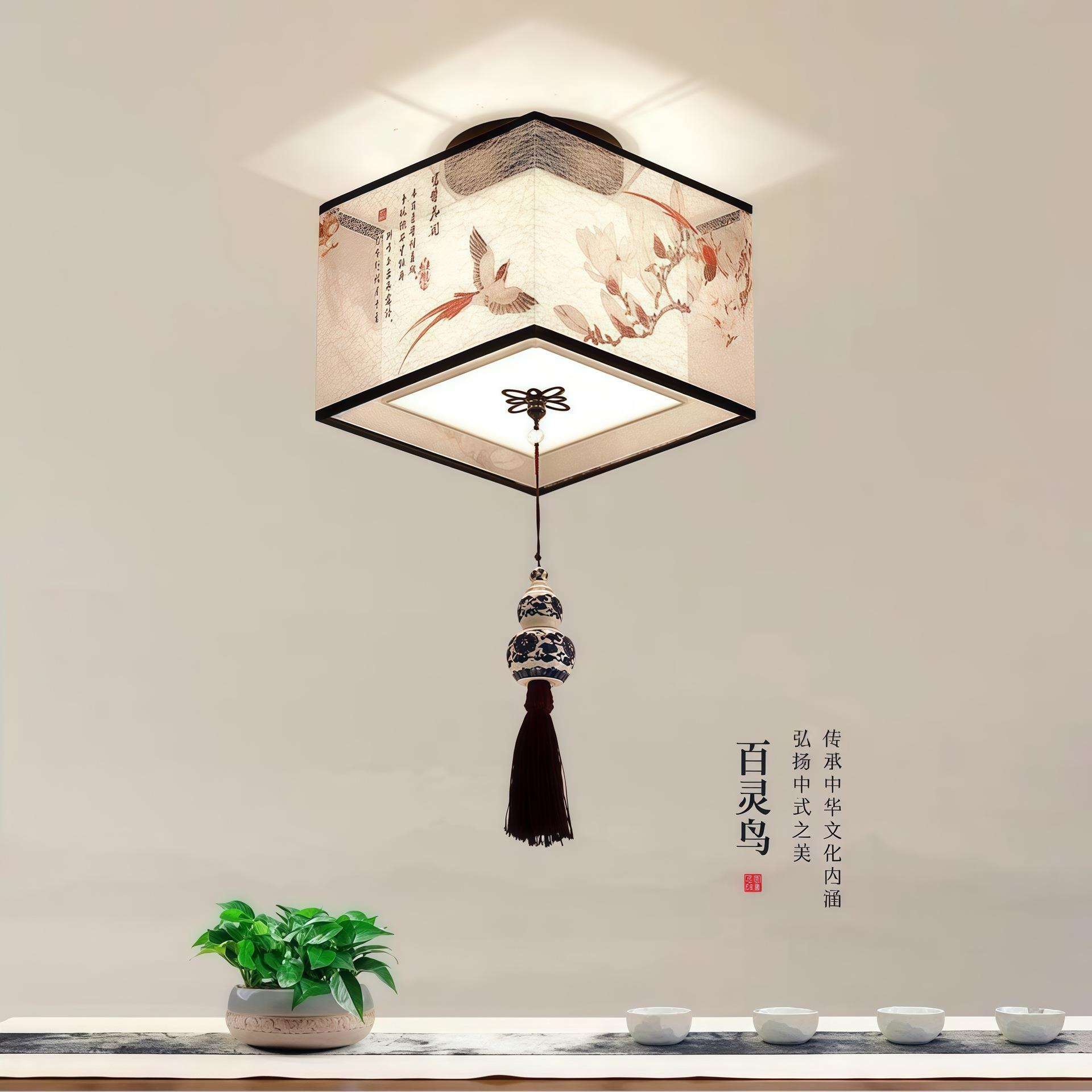 新中式走道灯玄关阳台吸顶灯LED现代简约卧室走廊门厅中式小吊灯