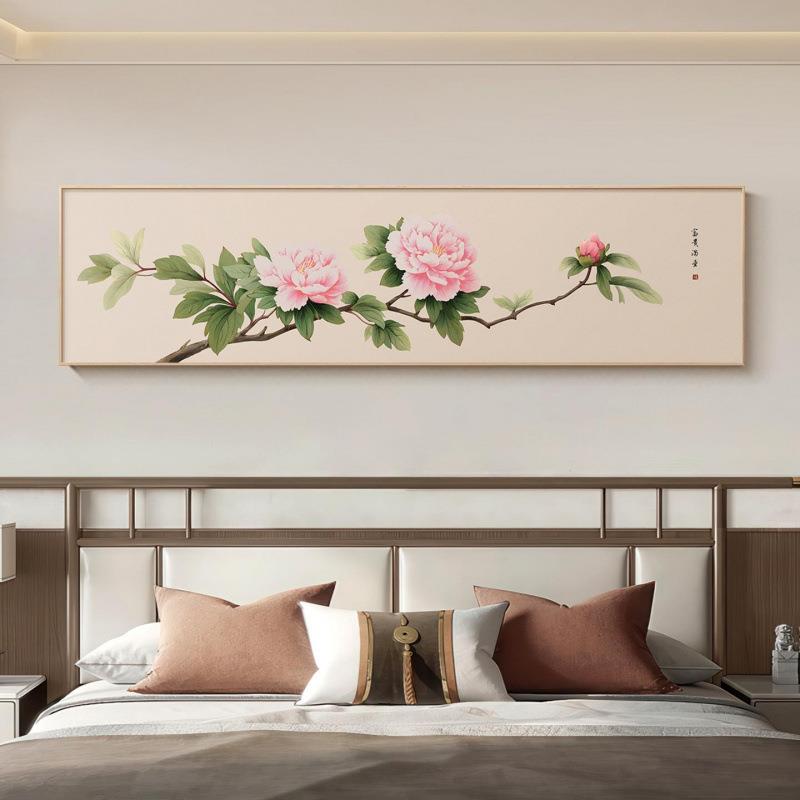 牡丹花卧室装饰画花开富贵长辈老人房间墙壁画新中式主卧床头挂画