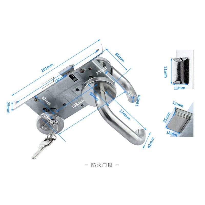 防盗门不锈钢防火门锁现货大地专业机械门锁室内门分体执手锁