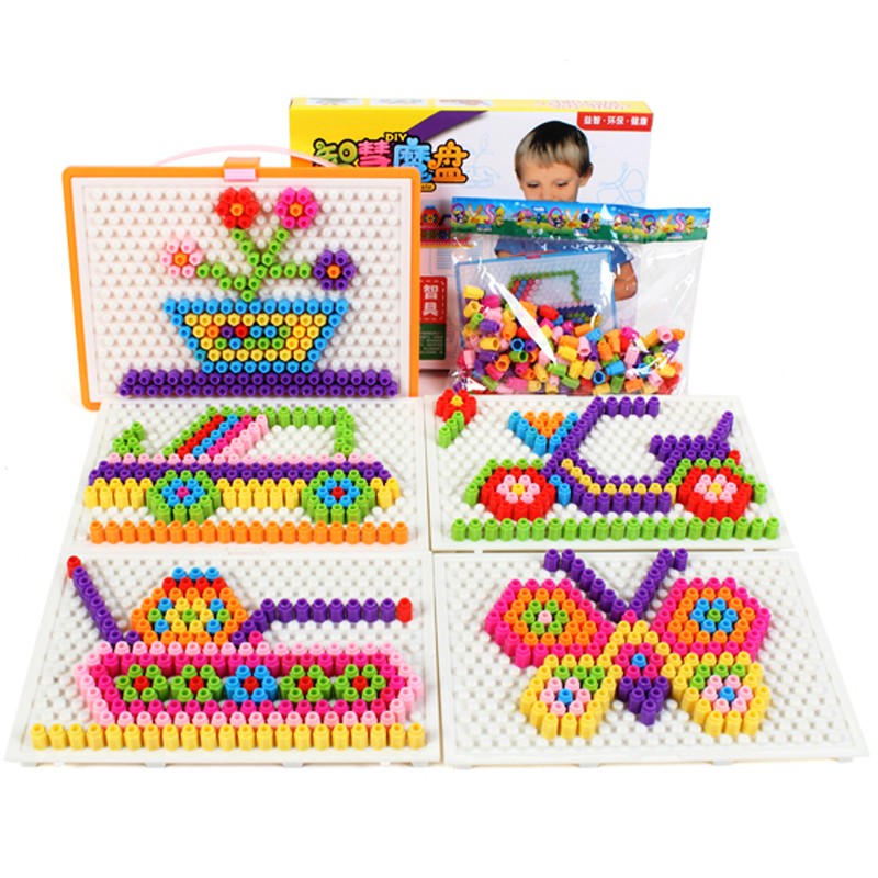 智慧魔盘蘑菇钉组合拼插板创意玩具拼图儿童益智力幼儿园3-6-8岁