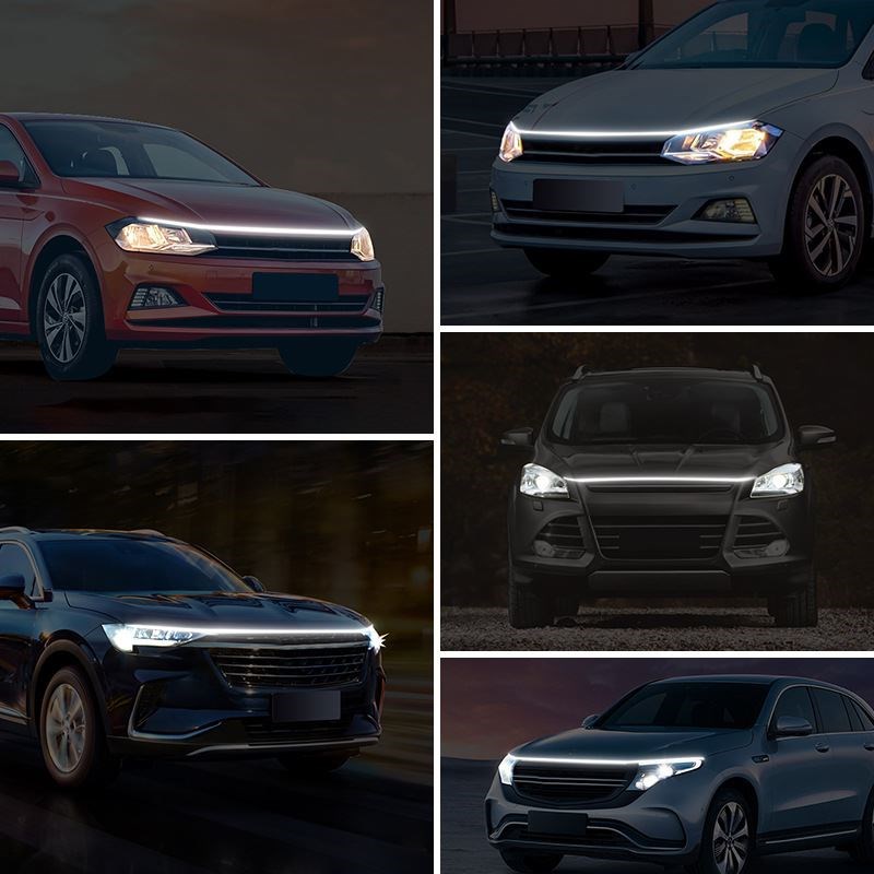 汽车日行灯启动扫描贯穿式机盖灯引擎盖装饰灯中网LED灯珠改装灯