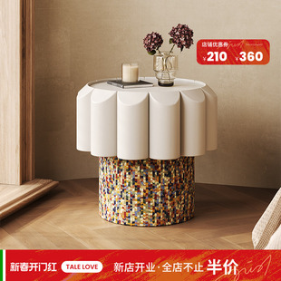 多巴胺彩虹床头柜新款卧室收纳柜中古小众设计风圆形床头柜抽屉柜