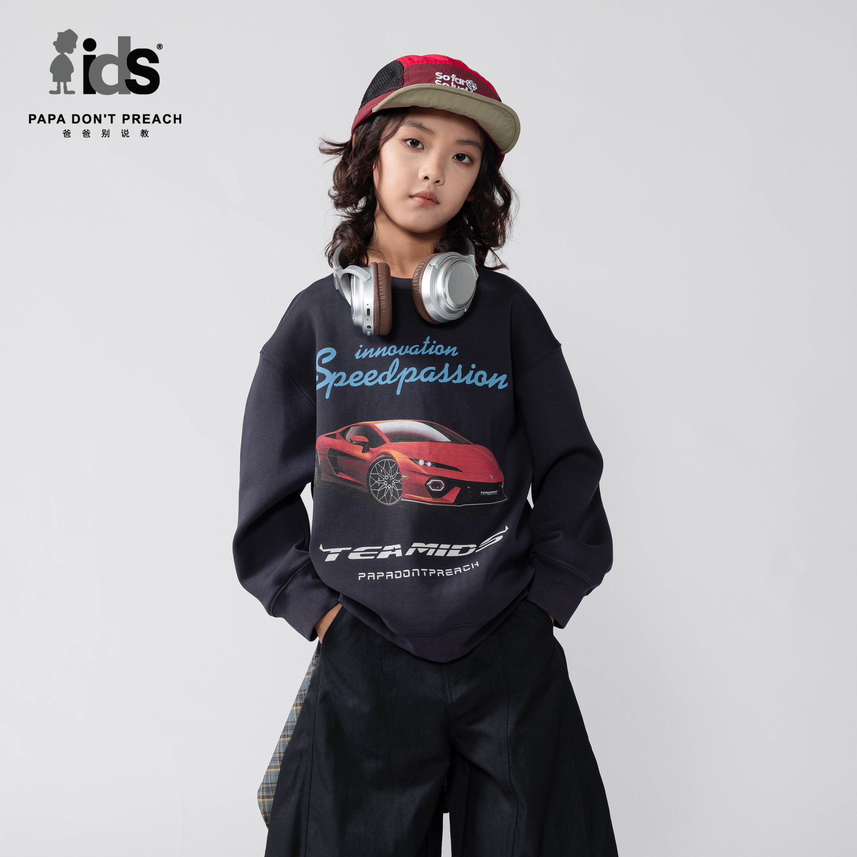 IDS童装跑车印花长袖T恤