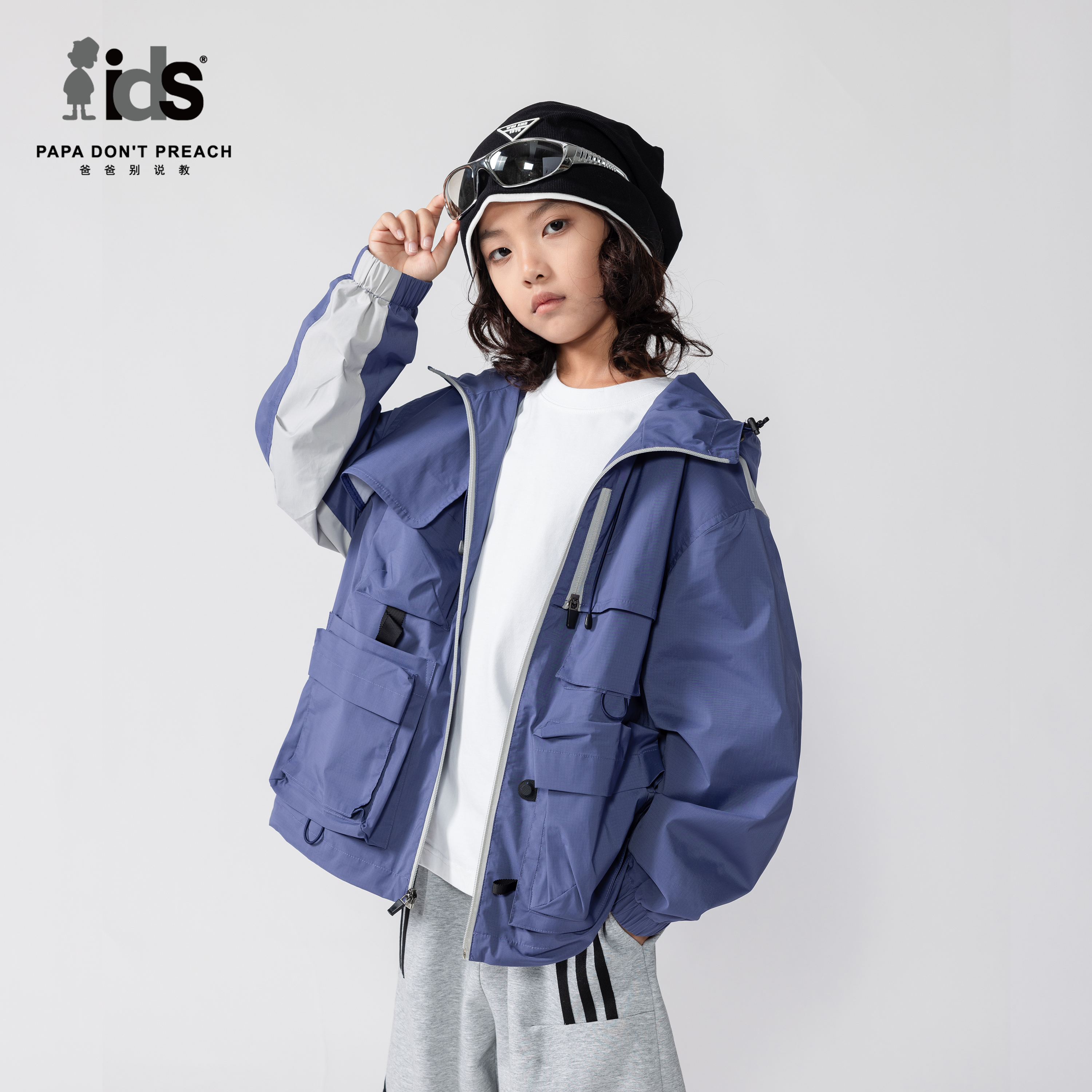 IDS童装户外速干连帽风衣外套