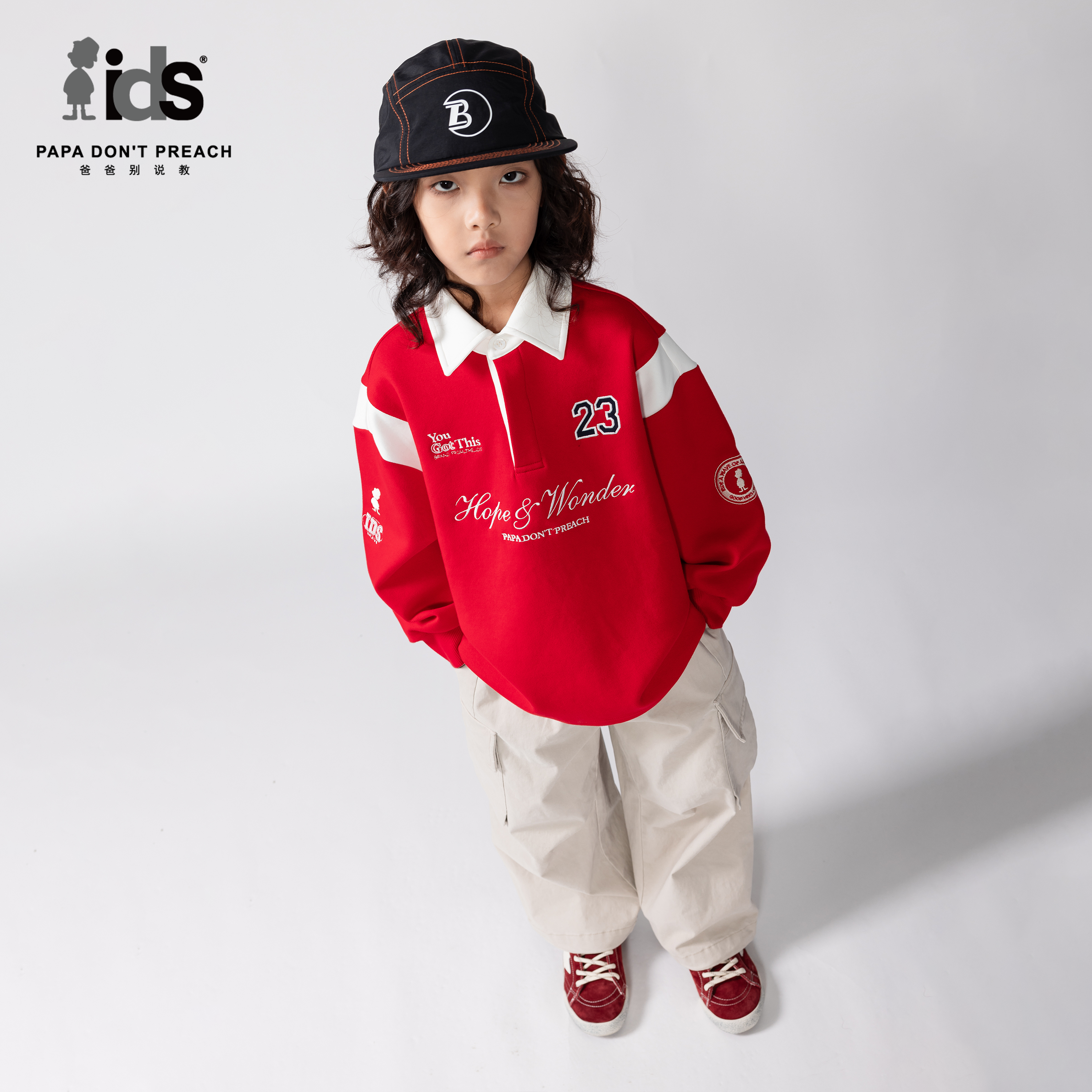 IDS童装运动风字母印花POLO衫