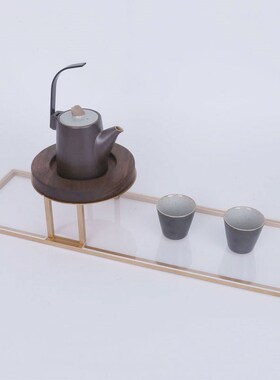 新中式茶具托盘组合摆件家居客厅茶几玄关样板房室内W软装饰品摆