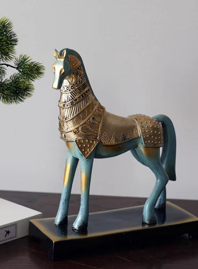 复古战马新中式高档摆件书房书柜C老板领导办公室桌面高端装饰品