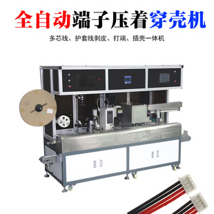 电子线排线全自动单头打端插胶壳机多芯护套线半自动穿胶壳机厂家