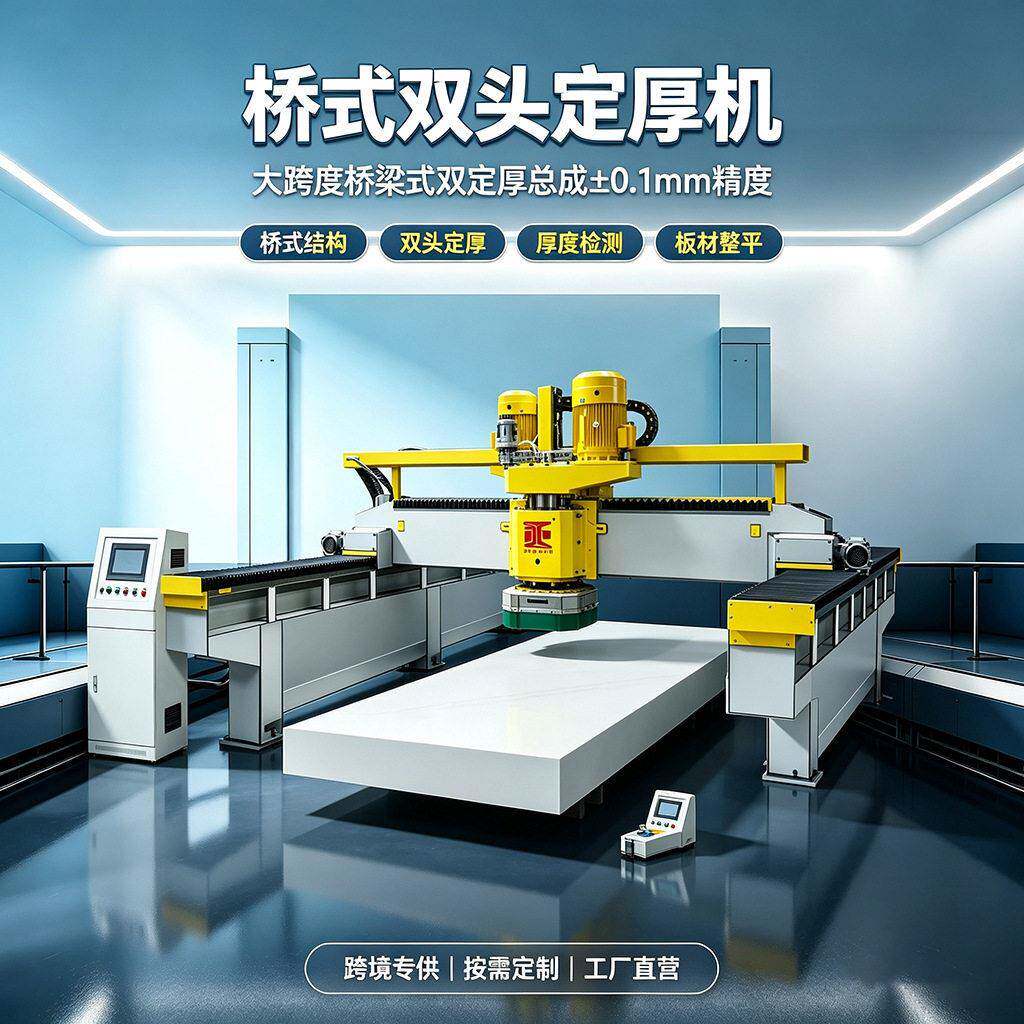 石材数控定厚机大理石量具平台面全自动磨平机双头桥式摆动定厚机