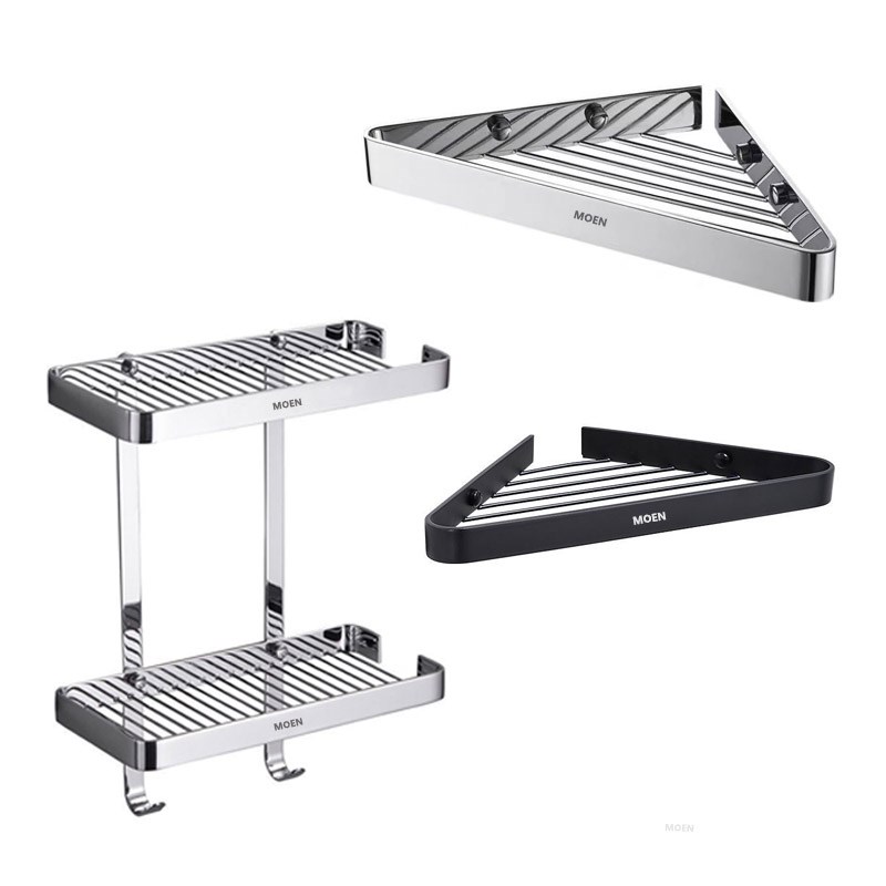 摩恩全铜三角篮卫生间双层转角架浴室置物架沐浴露收纳架五金挂件