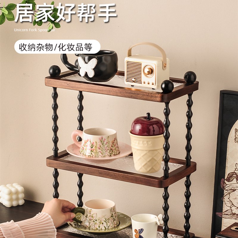 杯架餐桌桌面茶杯咖啡杯水杯杯子展示架实木收纳架子餐边柜置物架