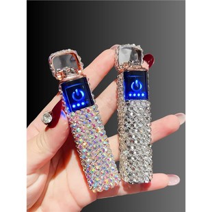 水钻触控屏幕纪梵@希火机镶钻奢华USB充电防风女士可携式 静音档