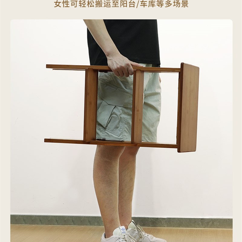 楠竹梯凳多功能家用厨房储物柜取物神器书架换灯泡折叠踏步小板凳