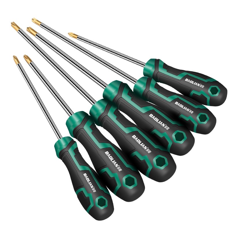 保联电工专用十一字螺丝刀空开批头防滑强磁插座面板空气开关工具