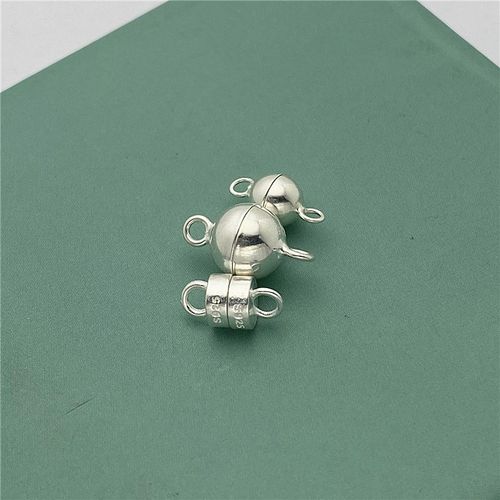 s925纯银磁吸球形扣子diy手工制作项链手绳搭扣配件磁铁扣连接扣