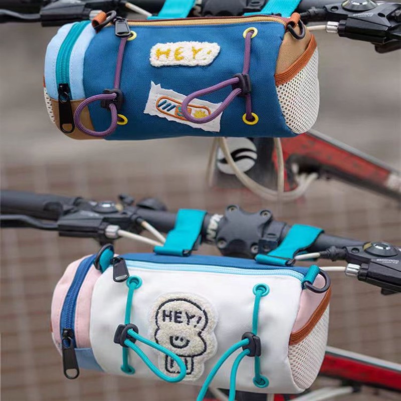 新横款通用骑自行单车挂包女斜挎背电动摩托前车把收纳包