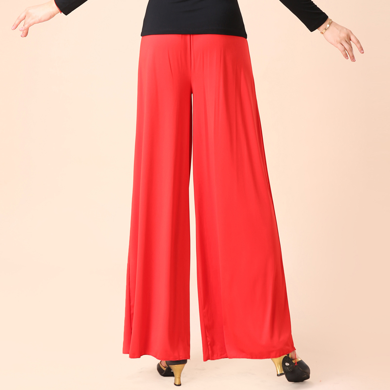 春夏阔腿裤广场舞服装牛奶丝女拉丁舞蹈裤跳舞表演练习练功喇叭裤