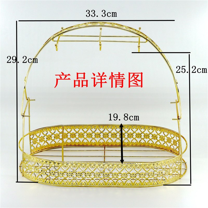 欧式铁艺咖啡杯置物架碟子沥水挂架雕花金属水杯收纳篮子六杯摆架