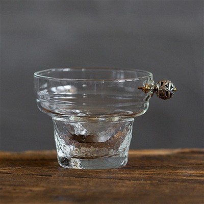 日式锤纹耐热玻璃茶漏茶滤套装透明功夫茶具不锈钢茶叶过滤网配件