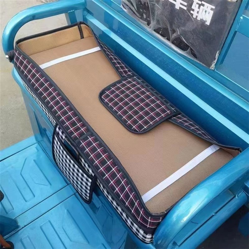 新品电动三轮车皮革坐垫四季通用亚麻布座套防滑耐晒皮套耐磨全包