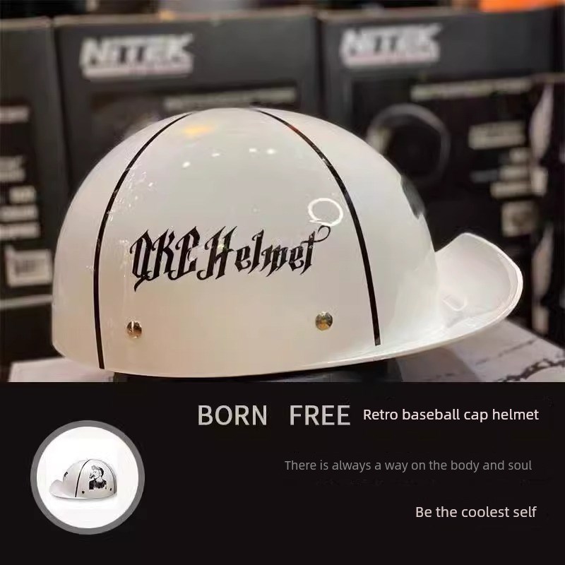 覆古半盔女士3C认证头盔瓢盔男士巡航踏板电动车轻便太子棒球帽夏