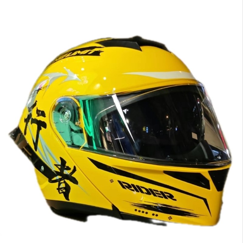 摩托车美团众包头盔全揭面透明镜片冬季防雾面罩挡风玻璃行者无疆