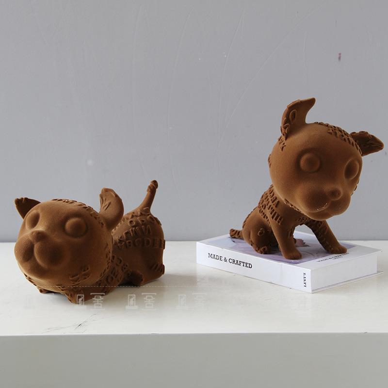 创意轻奢卡通字母小狗装饰样板房客厅电视柜展示柜儿童房软装摆件
