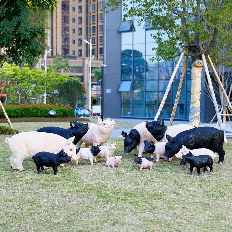 大号树脂动物户外仿真猪摆件花园庭院超市装饰嘉兴猪黑猪模型雕塑
