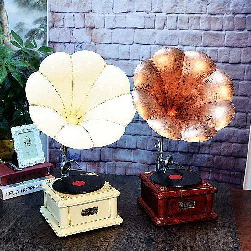 大号复古留声机模型摆件居家装饰金属工艺品创意摄影道具碟片唱机