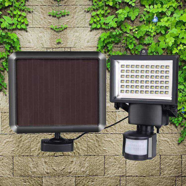 太阳能100LED感应灯60LED投光灯户外防水红外线壁灯楼梯灯