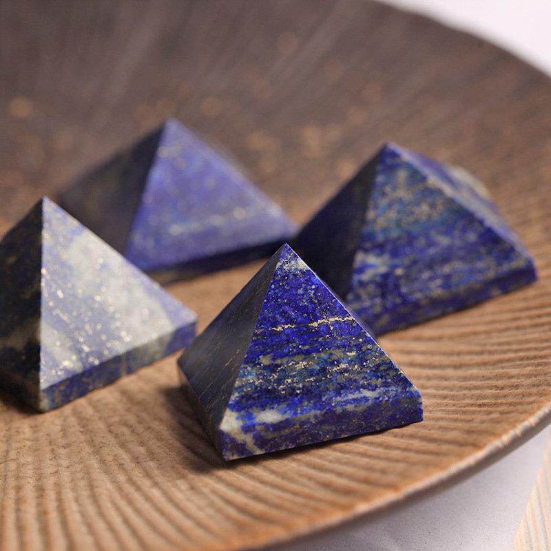 天然青金石金字塔摆件饰物水晶宝石矿物