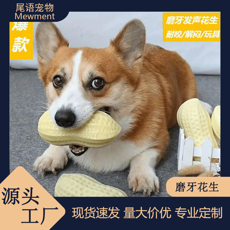 狗狗玩具耐咬磨牙发声花生玩具中型大型宠物犬柯基法斗狗解闷神器