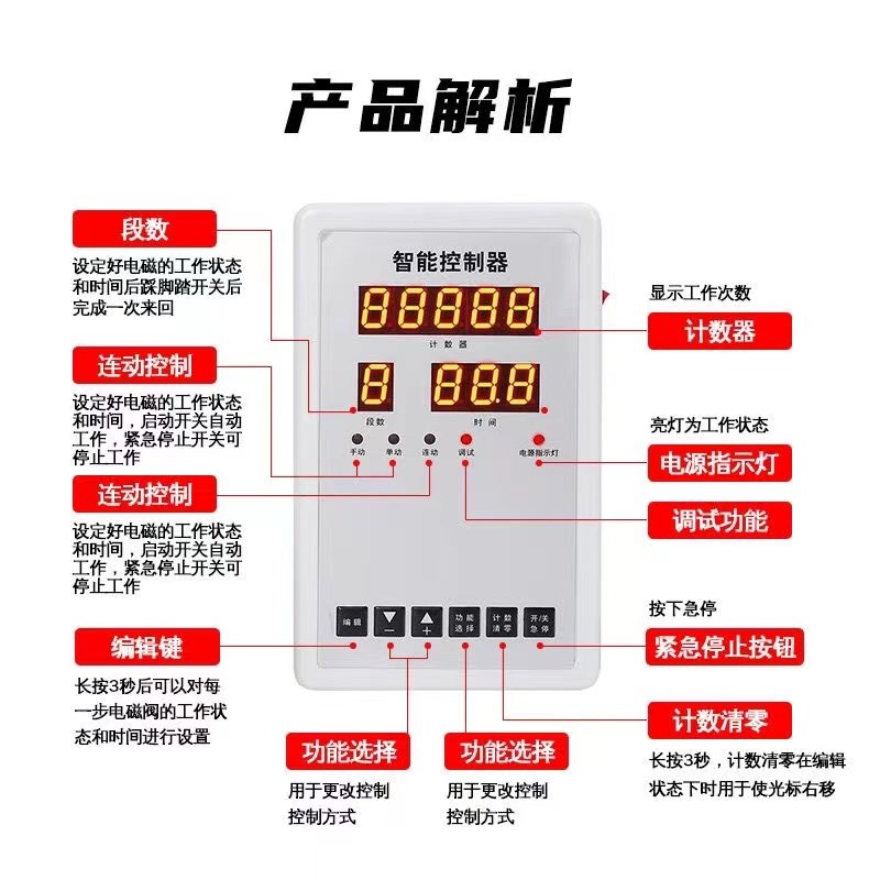 气缸控制器可编程自动化往复智能时间控制电磁阀气阀气动控制开关