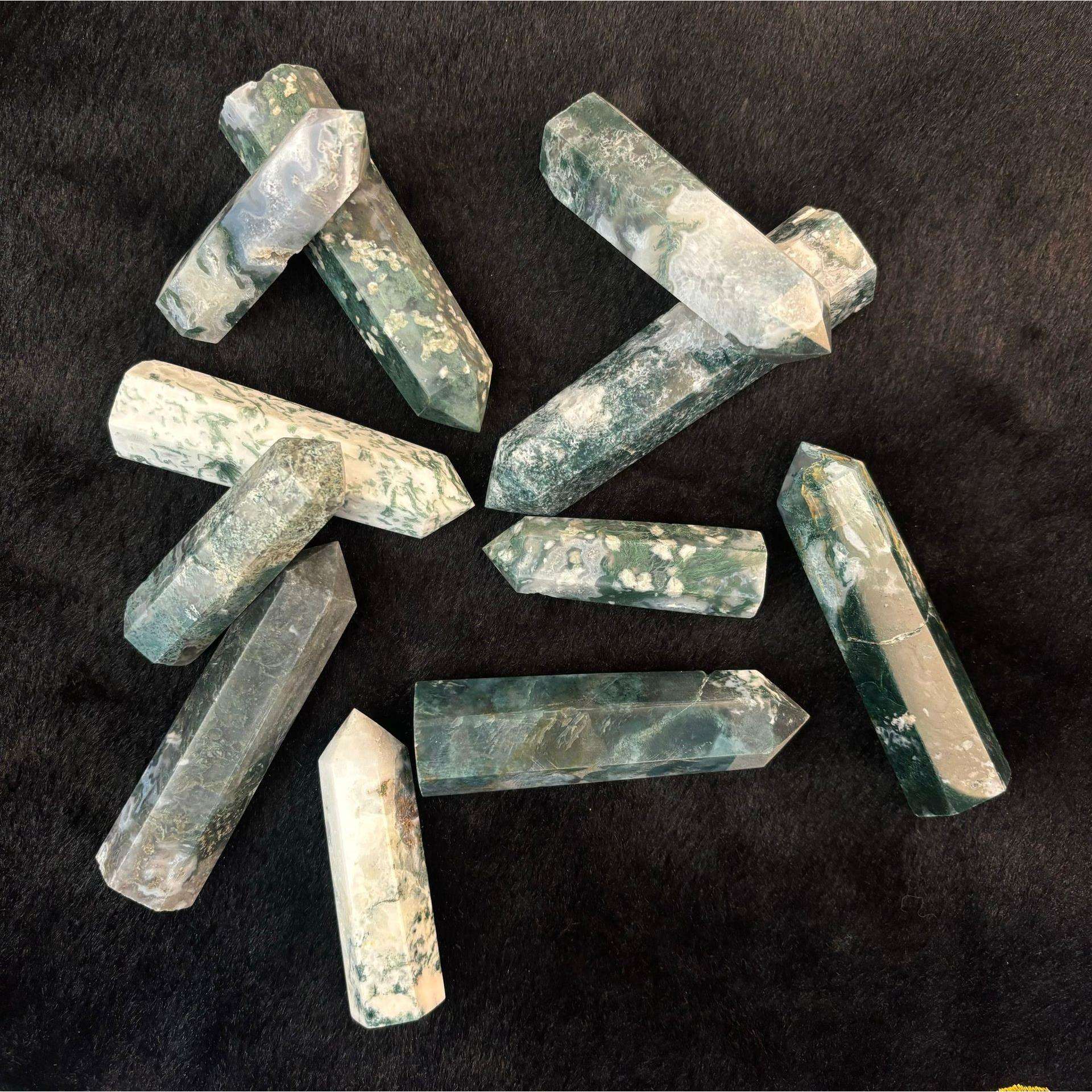 天然水草玛瑙水晶柱公斤货源直供白紫粉黄水晶消磁风水摆件家居