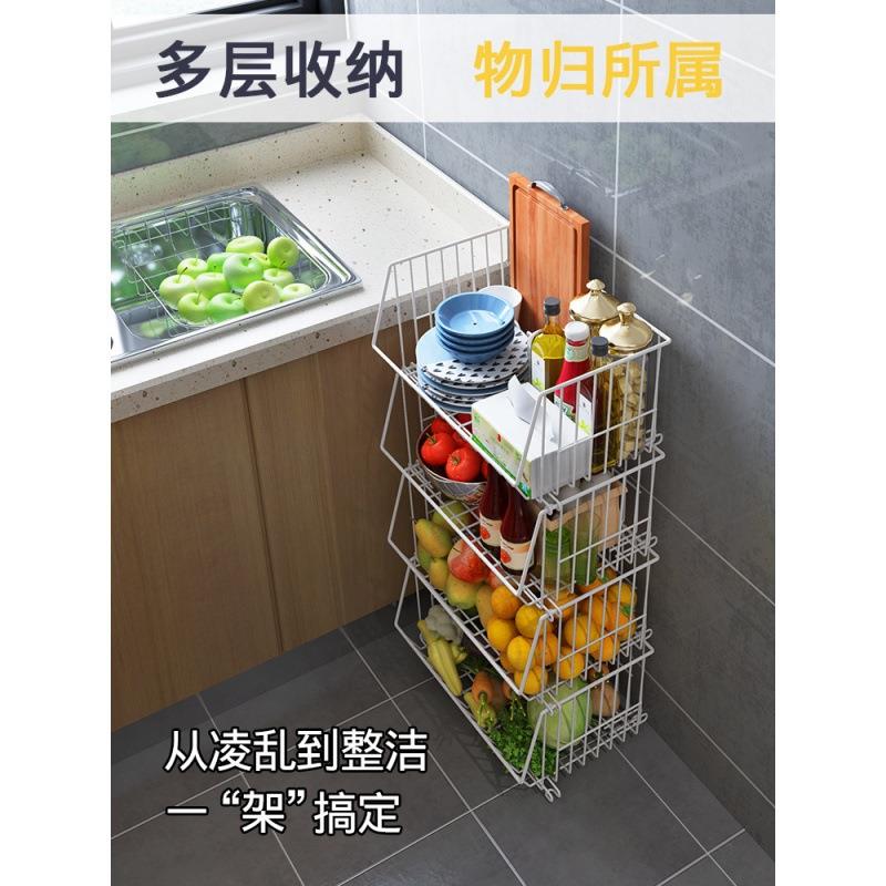 厨房蔬菜置物架收纳筐放菜蓝子疏菜购物多层家用储物菜架货架落地