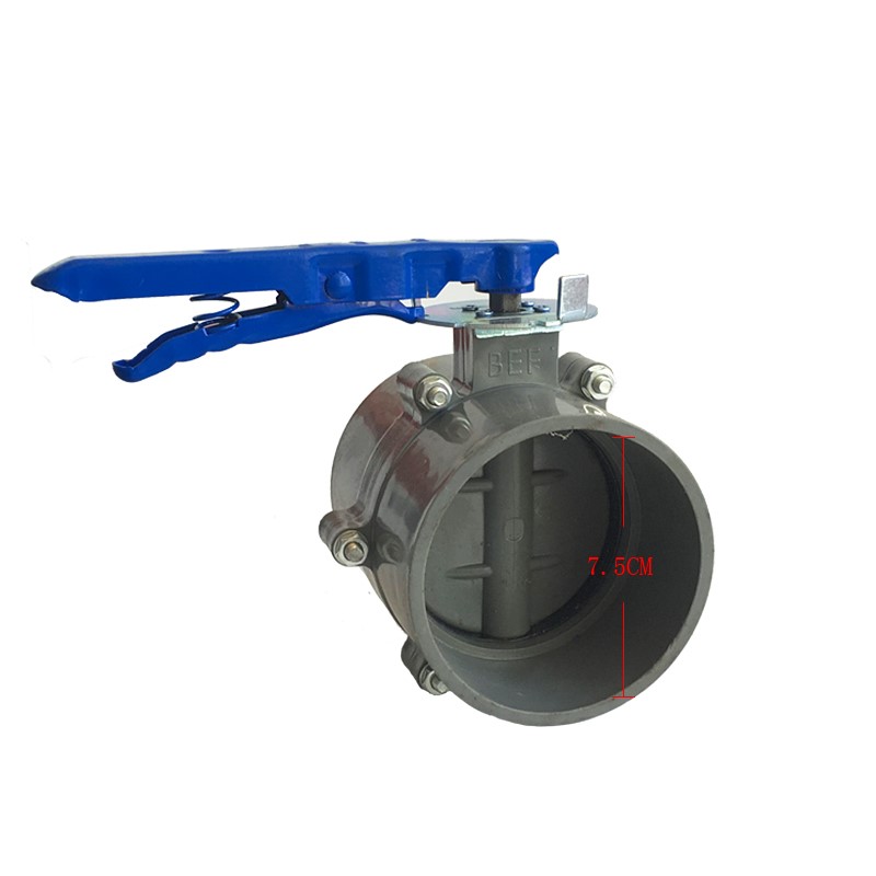 pvc法兰蝶阀75/90/110/160给水pvc水管开关阀门手动3寸4寸6寸管