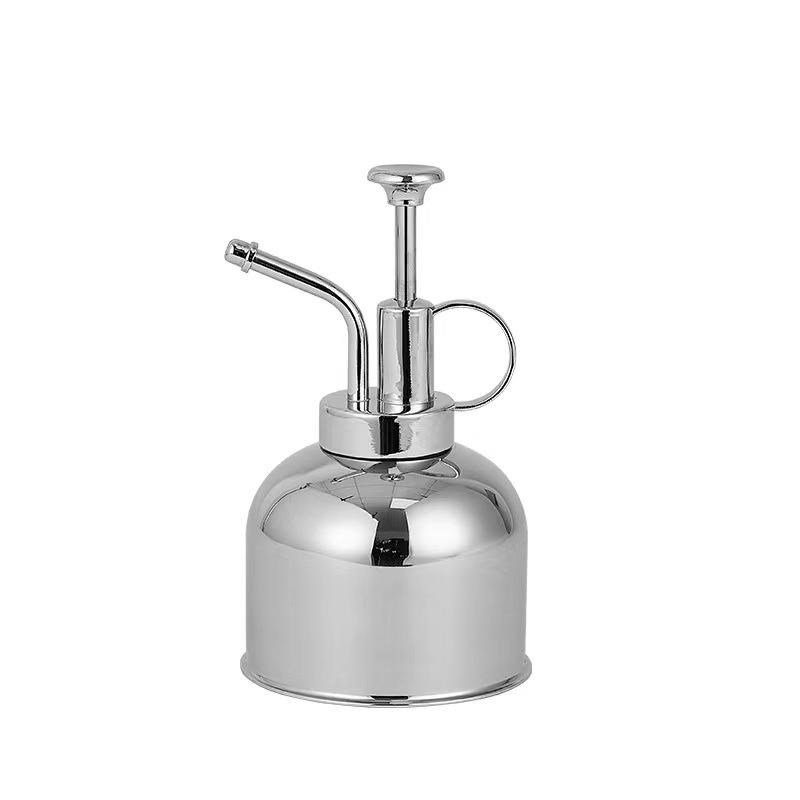 浇花喷雾壶不锈钢手压洒水器银色淋花喷水壶金属家用小型园艺