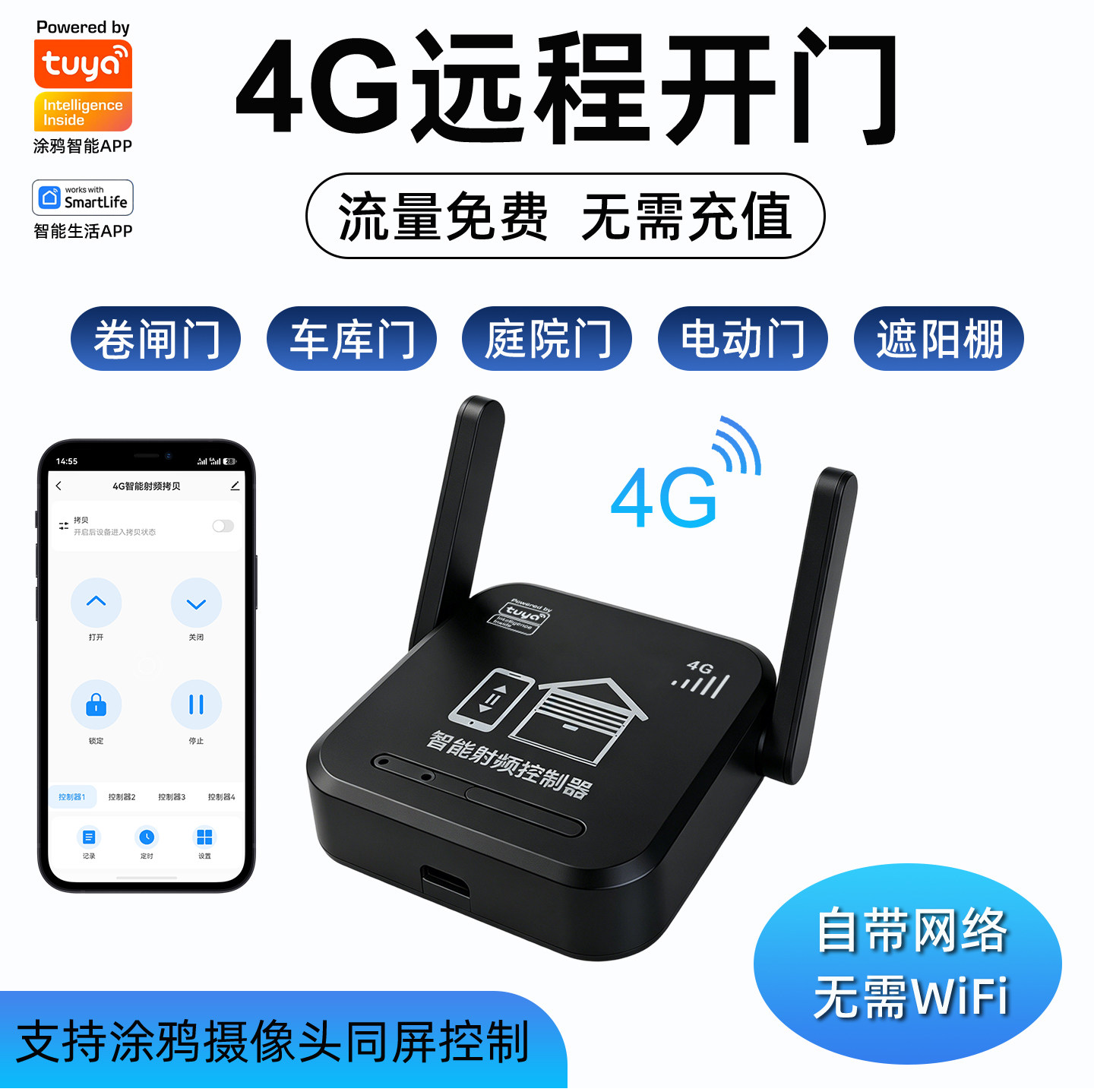 自带网络4G远程开门定时开关门图片