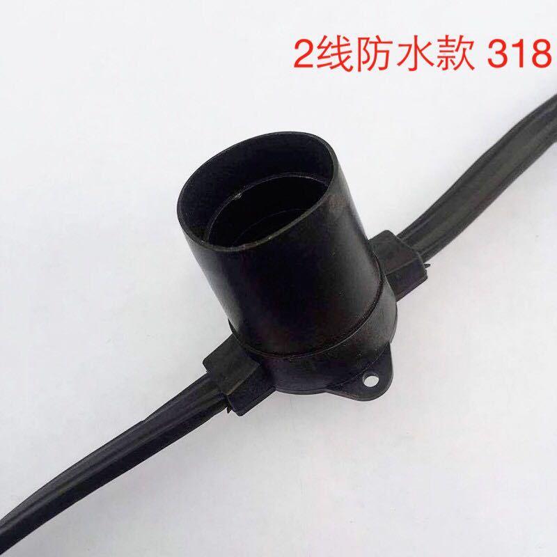 欧式美规led防水户外灯串E27头两线扁线跑马带条圣诞节日灯笼花园