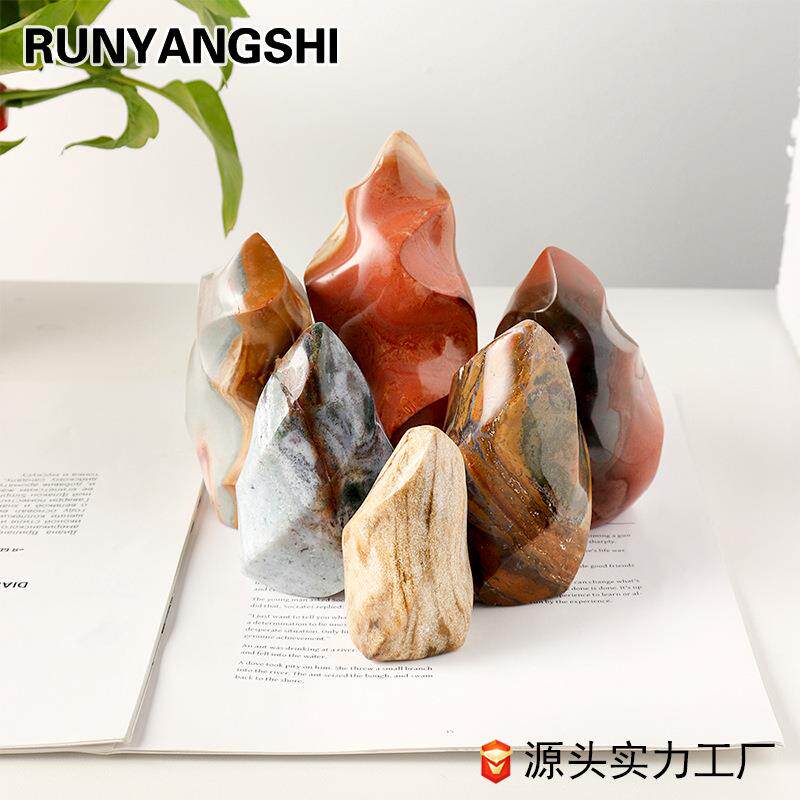 东海天然水晶海洋碧玉火炬原石摆件居家办公装饰玉髓把玩厂家