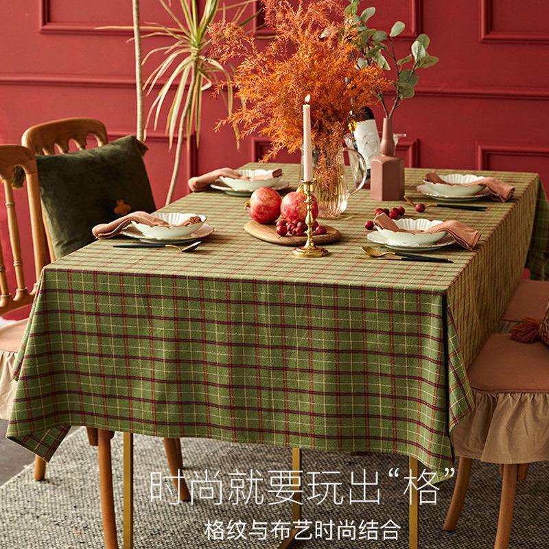 匹斯堡格子桌布|高端复古节日|绿色格纹氛围感餐桌复古盖布