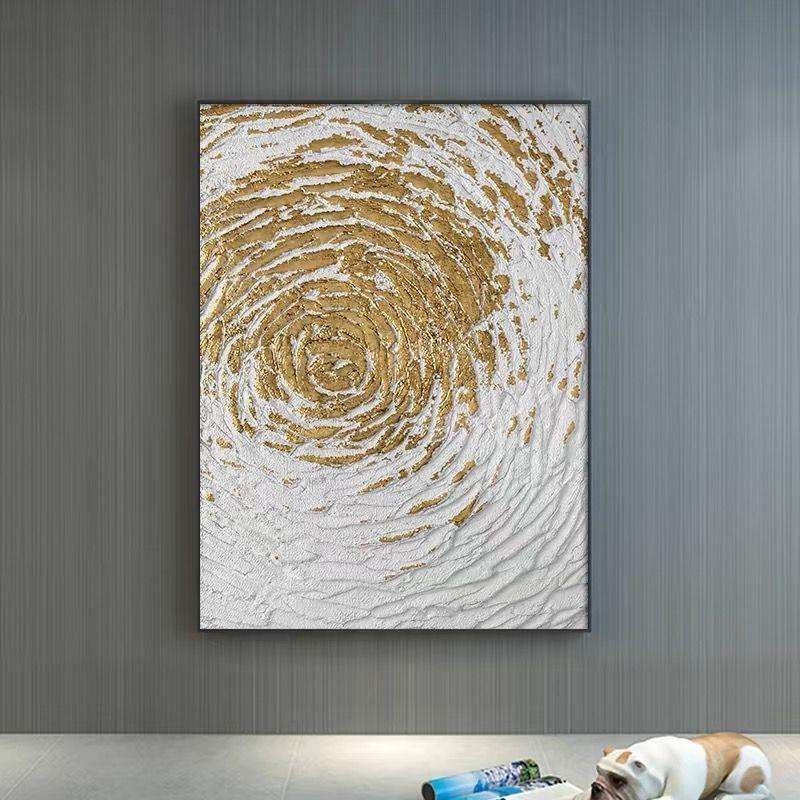 顺丰纯手绘金箔油画大芬村玄关走廊过道挂画高级感立体光芒万丈抽