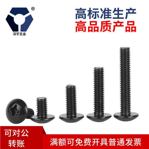 TM2x4→2x12黑色盐雾大扁头螺丝304不锈钢防锈机螺钉耐腐蚀达克罗