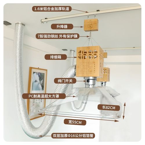 艾灸排烟系统净化吸抽排烟风机神器静音设备烟罩伸缩管竹盒艾灸馆