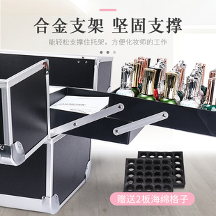 鸿贝 超大号手提化妆箱大容量化妆品收纳盒美睫纹绣美甲工具箱