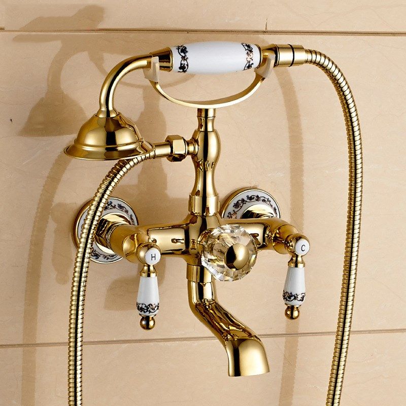 欧式家居 全铜水晶球手轮 卫生间金色淋浴电话筒花洒 青花瓷手柄,家装主材,浴缸龙头/淋浴龙头,淘宝优惠券,粉丝福利购,淘宝优惠卷