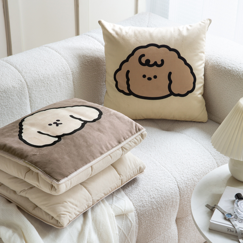 幸运小狗抱枕被子二合一枕头毯子两用夏季车用午睡被家用沙发空调