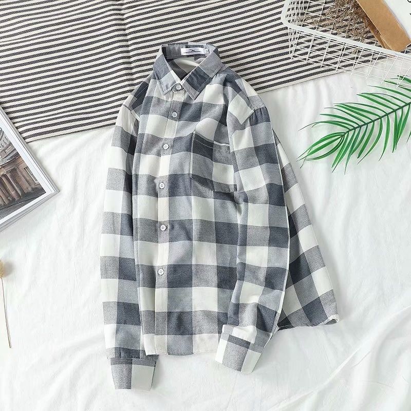 春秋款男士格子长袖衬衫潮牌韩版潮流帅气外套上衣服休闲百搭衬衣,男装,衬衫,淘宝优惠券,粉丝福利购,淘宝优惠卷