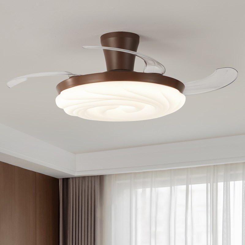 卧室隐形风扇灯中古风吸顶灯复古新中式静音超薄大风力餐厅吊扇灯